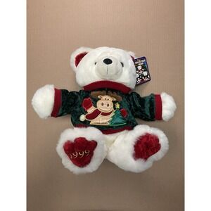 Vintage 1999 KMart Collectible Christmas White Plush Teddy Bear With Tags [Used]